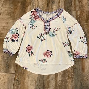 Daniel Rainn Manuel Printed Henley Knit Top, Petite XS